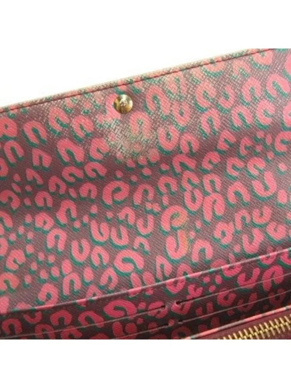Louis Vuitton Monogram Leopard Print Portefeuille Sarah Bifold Wallet Brown